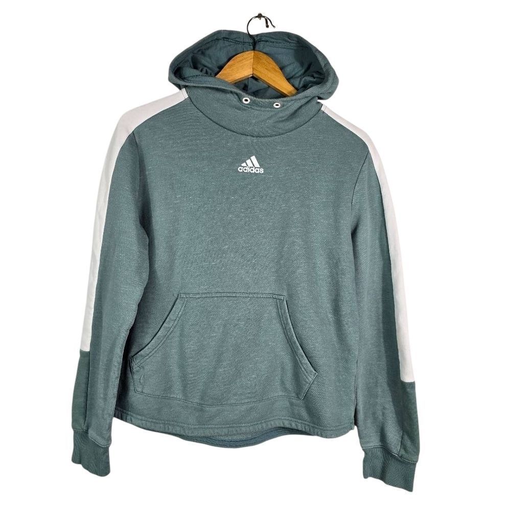 Adidas White and Teal Women's Hoodie Size M